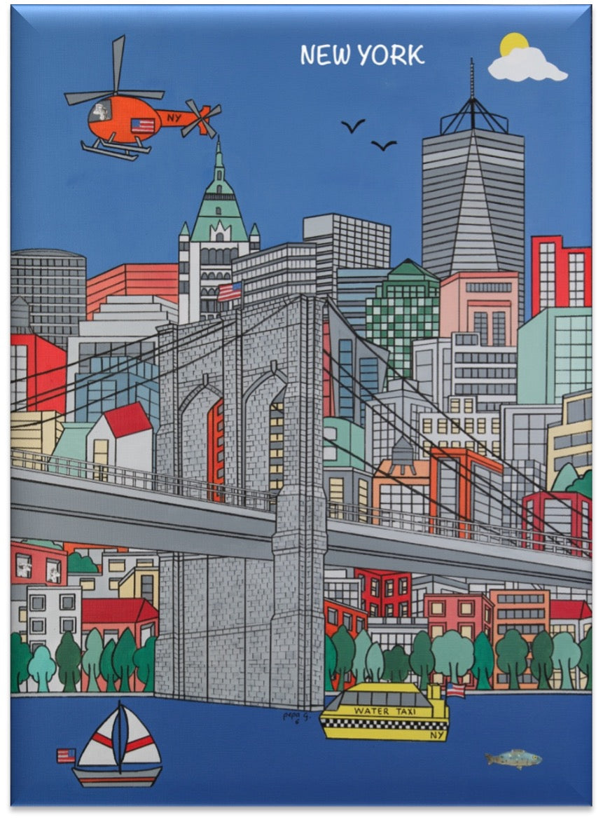 Between 2 Boroughs Magnet — NYC Art by Pepa G– Pepa G Art