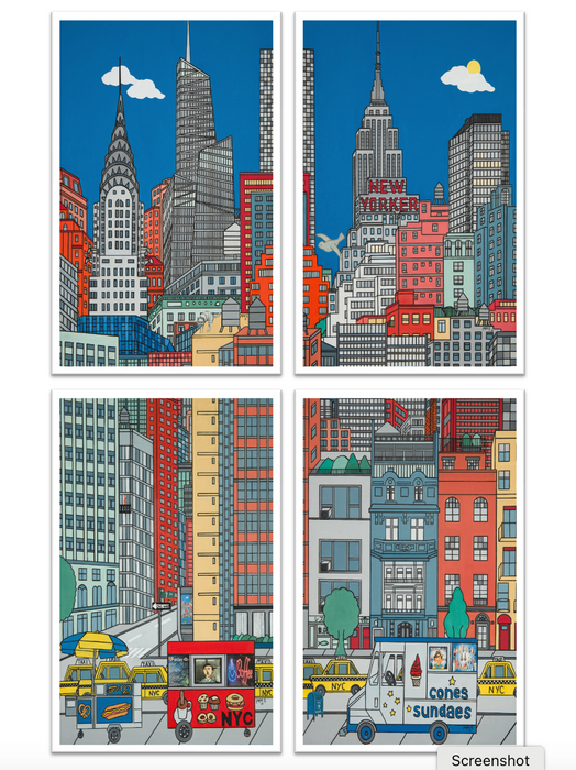 Colección de 4 impresiones de NY Street Scene